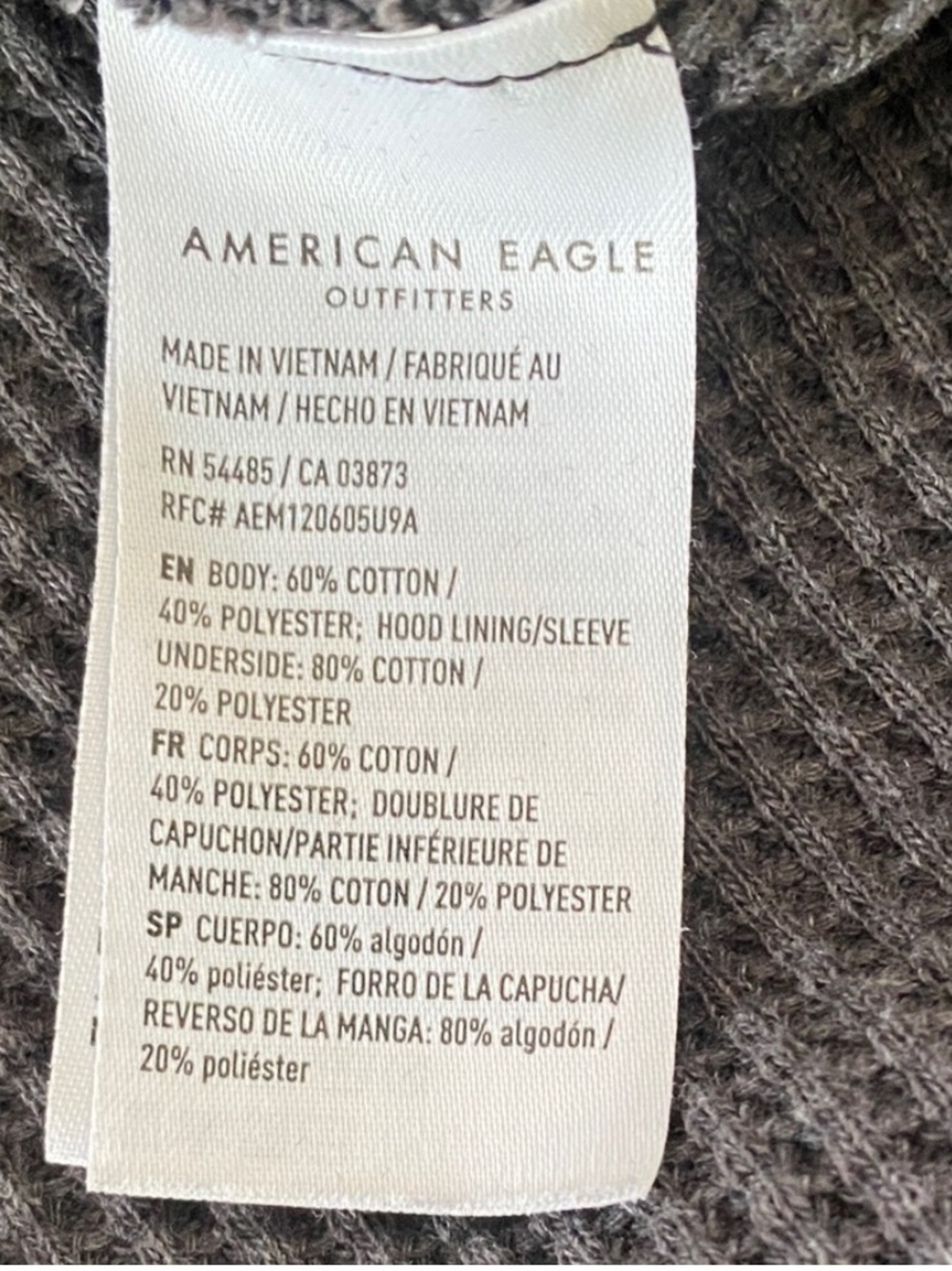 American Eagle Charcoal Waffle Knit Hooded Shacket Size Small Oversized - Picture 6 of 11